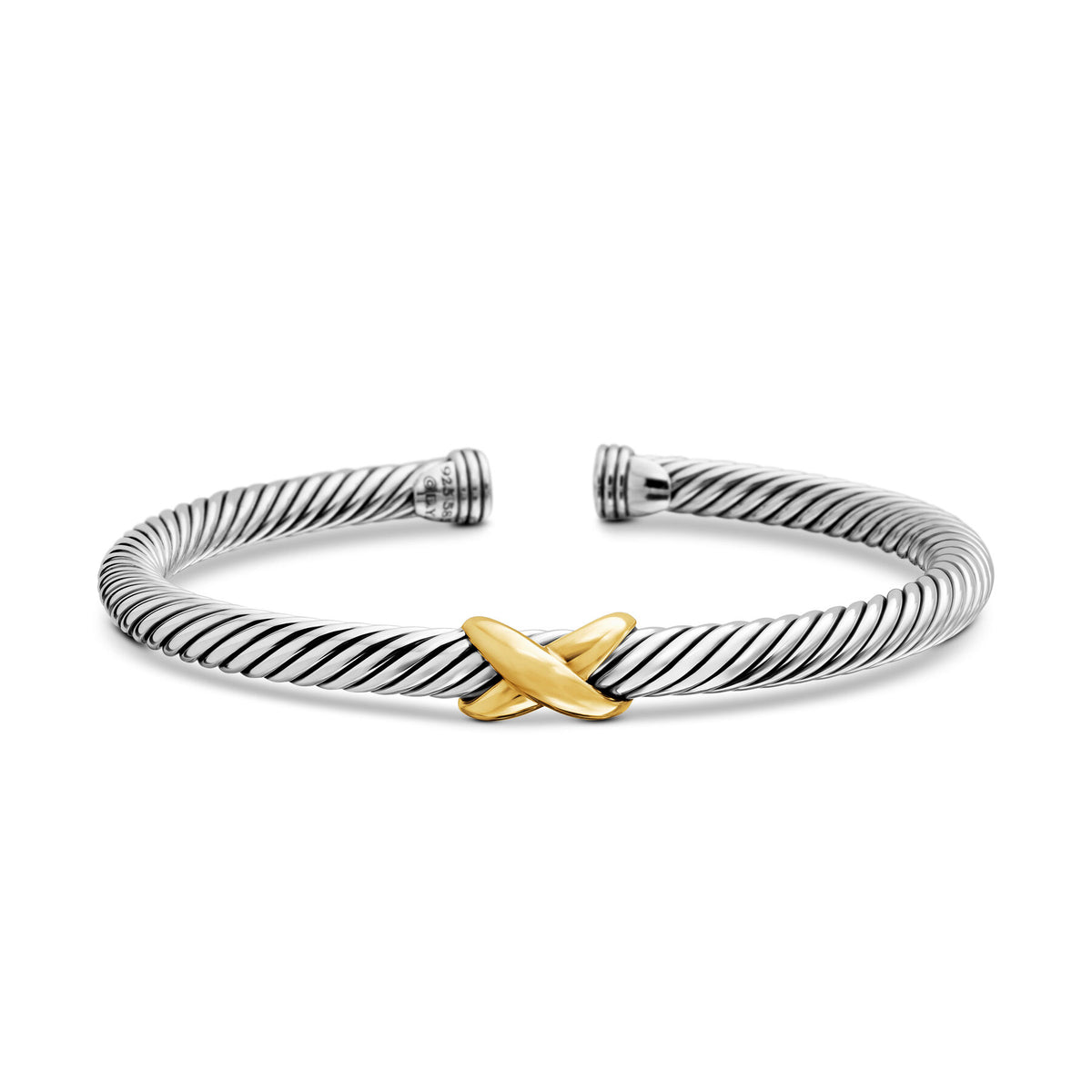 David Yurman Sterling Silver and Yellow Gold Classic Cable X Station Bracelet