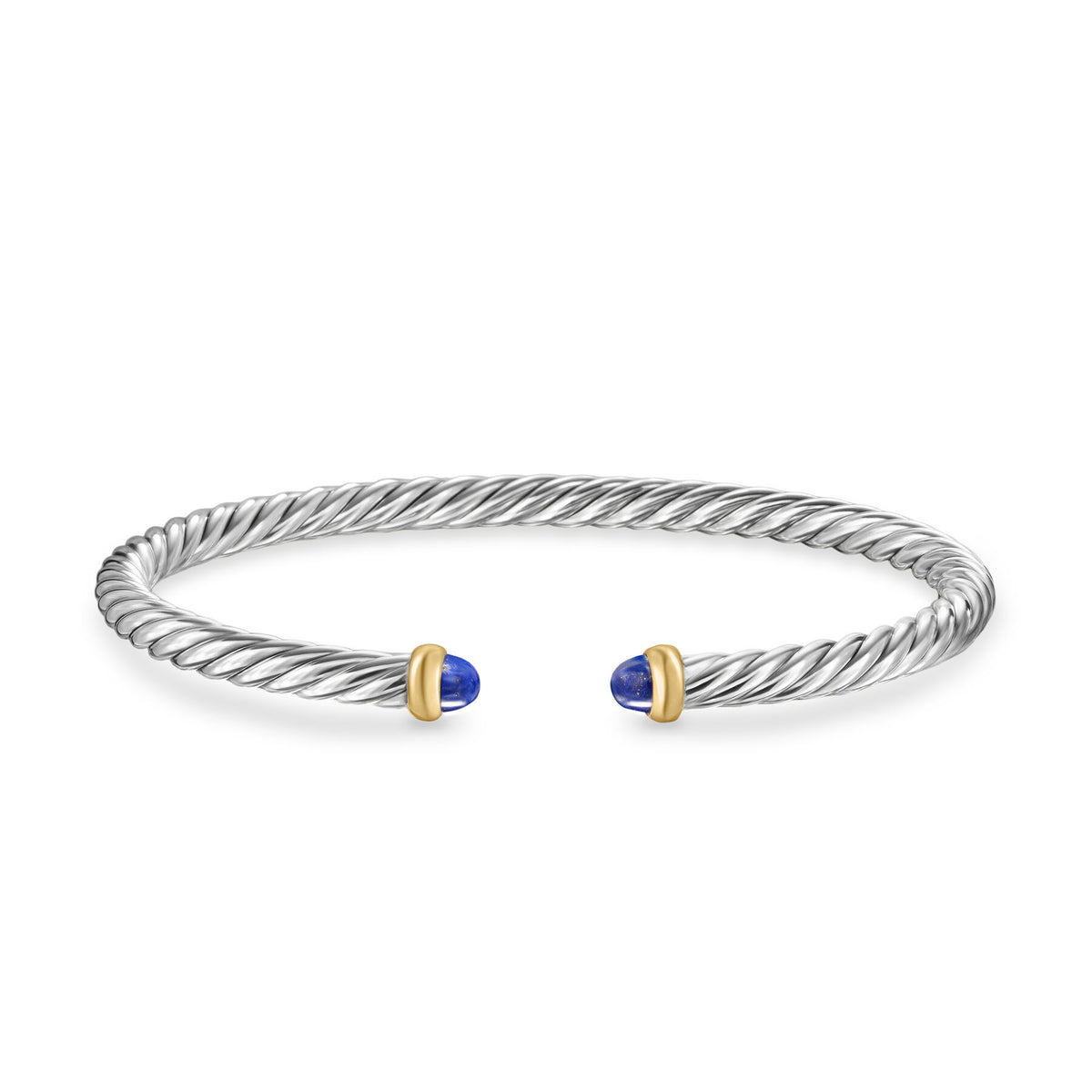David Yurman Silver and Yellow Gold Cable Flex Lapis Lazuli Bracelet