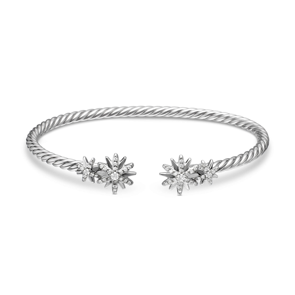 David Yurman Silver Diamond Starburst Cable Bracelet