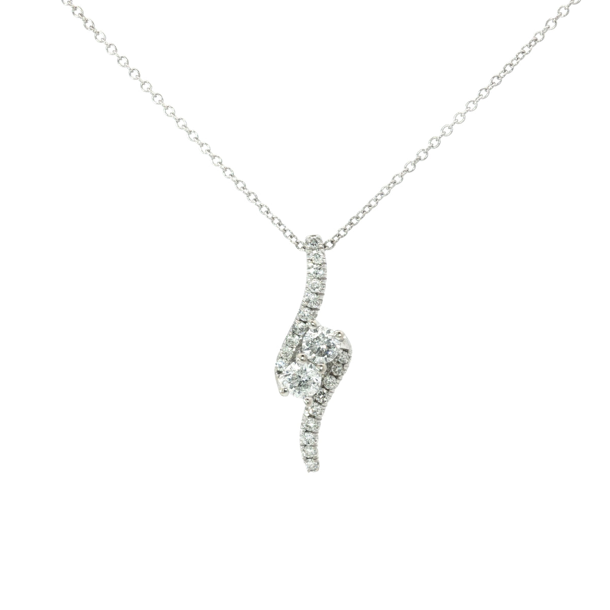 Estate White Gold Diamond Bypass Necklace