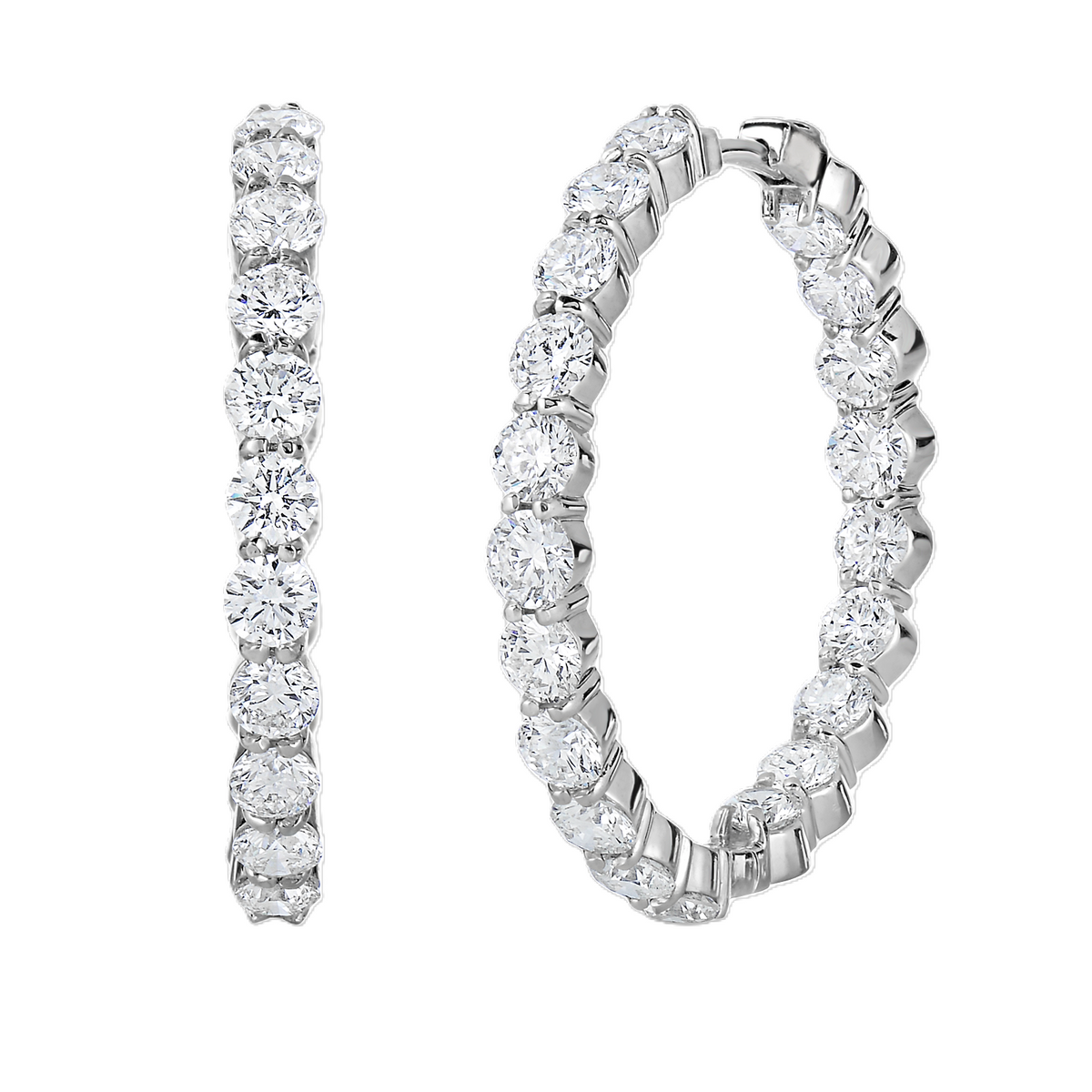 Roberto Coin White Gold Small Inside Out Perfect Diamond Hoop Earrings