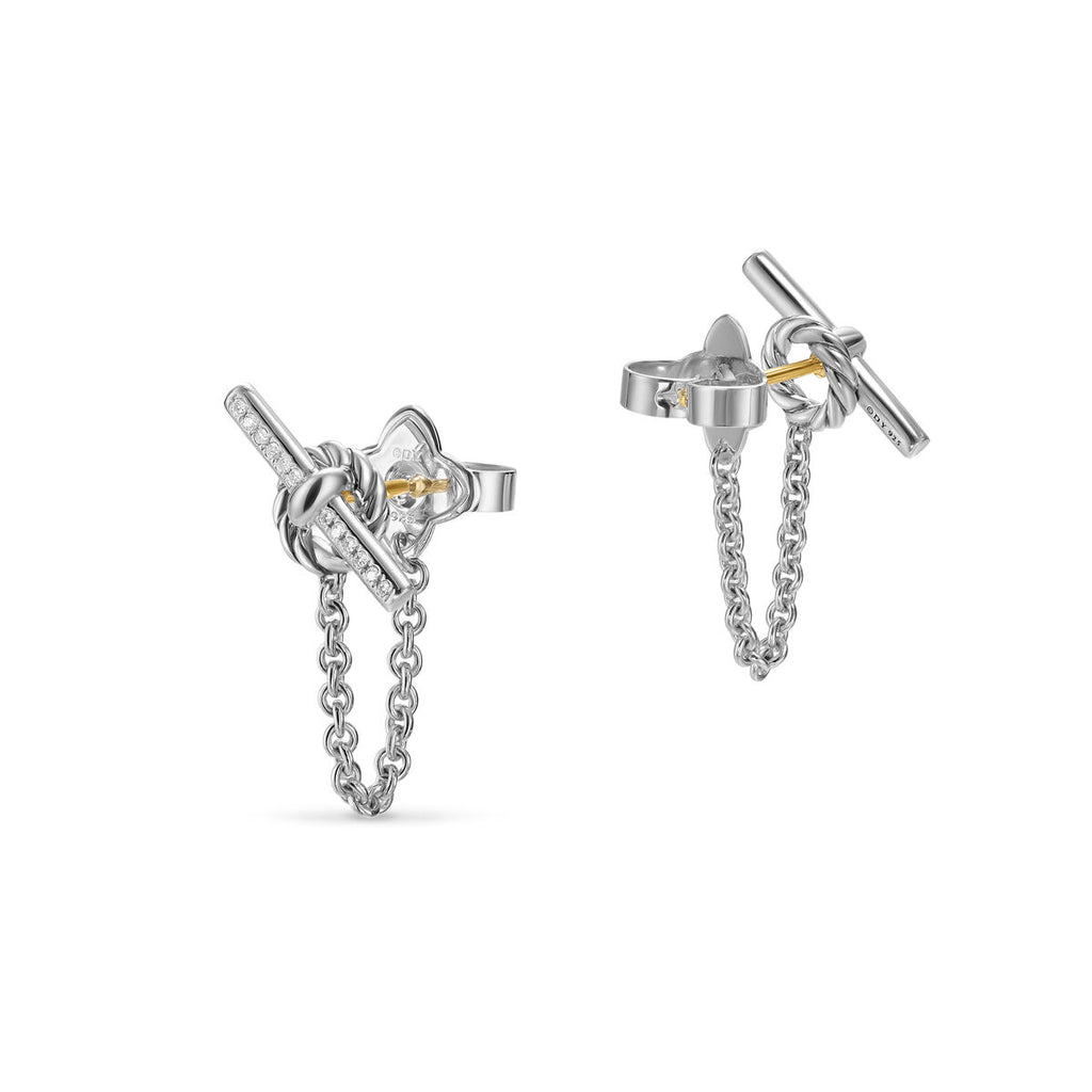 David Yurman Sterling Silver Mercer Petite Toggle Earrings with Diamonds