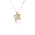 Robert Coin Yellow Gold Jasmine Pave Flower Diamond Necklace
