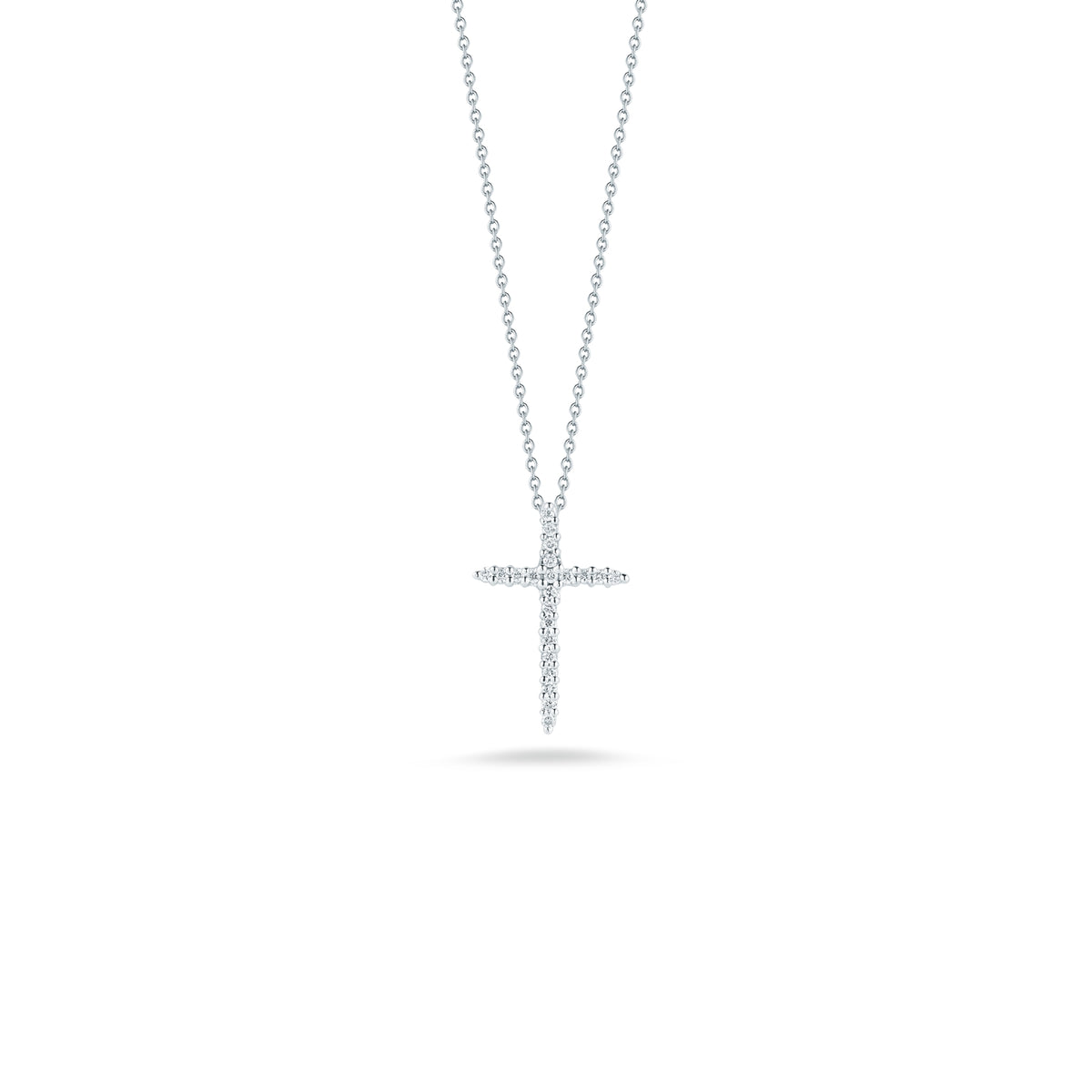 Roberto Coin White Gold Sliver Diamond Cross Pendant Necklace