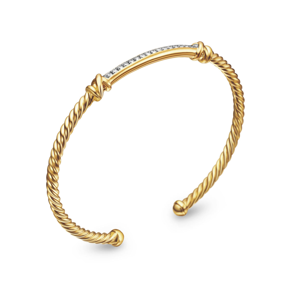 David Yurman Gold Petite Helena Cablespira Diamond Bracelet