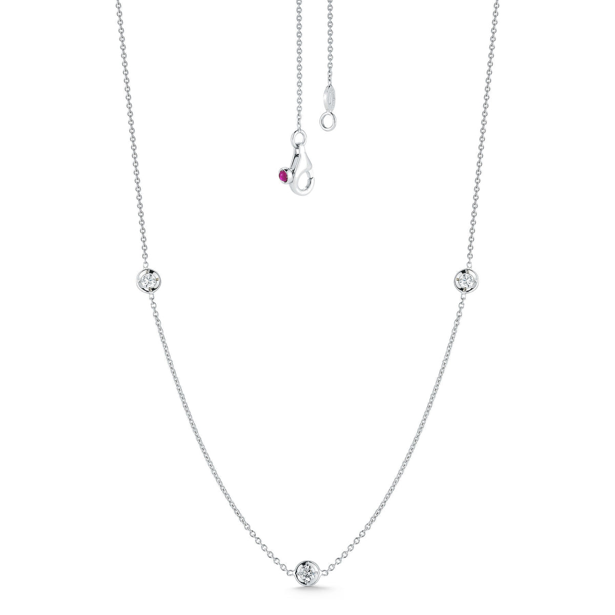 Roberto Coin White Gold Three Station Diamond Necklace