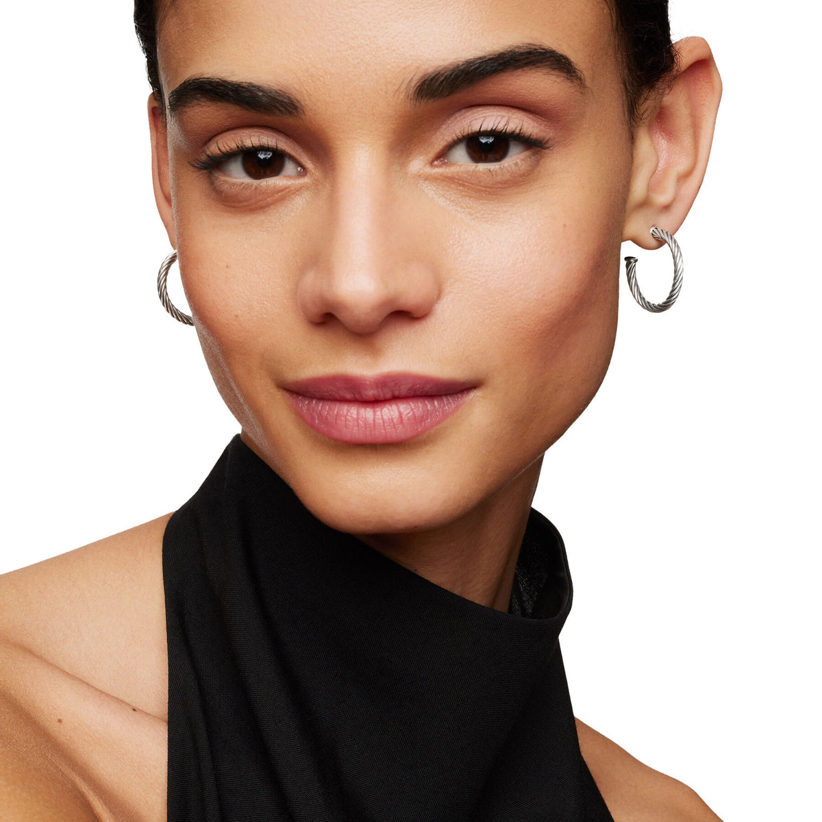 David Yurman Sterling Silver 3/4 Inch Cable Hoop Earrings