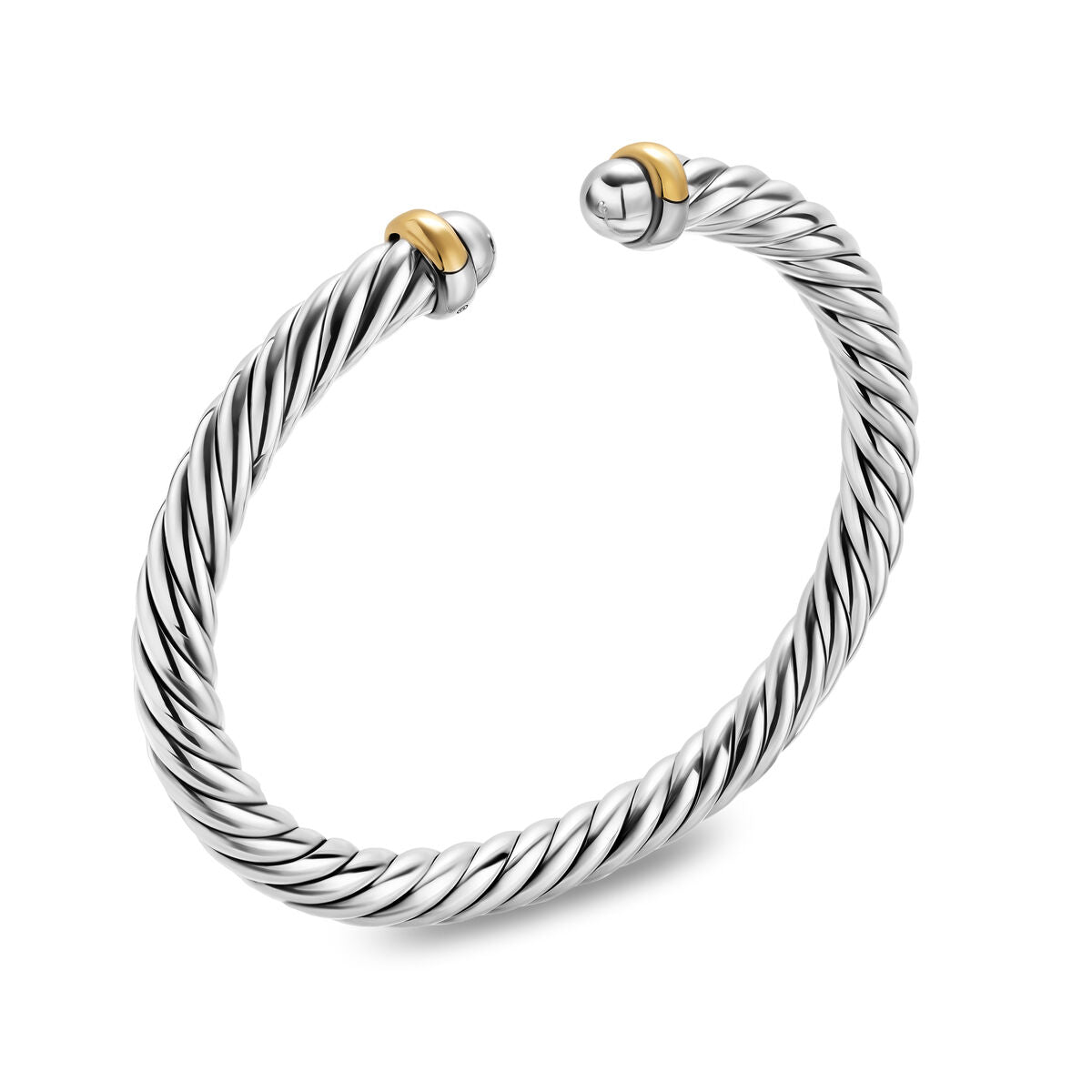 David Yurman Sterling Silver and Yellow Gold Cable Flex Bracelet