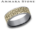 Ammara Stone Yellow Gold and Gray Tantalum Tetris Center Wedding Band