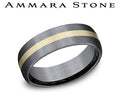 Ammara Stone Yellow Gold and Grey Tantalum Satin Finish Wedding Band