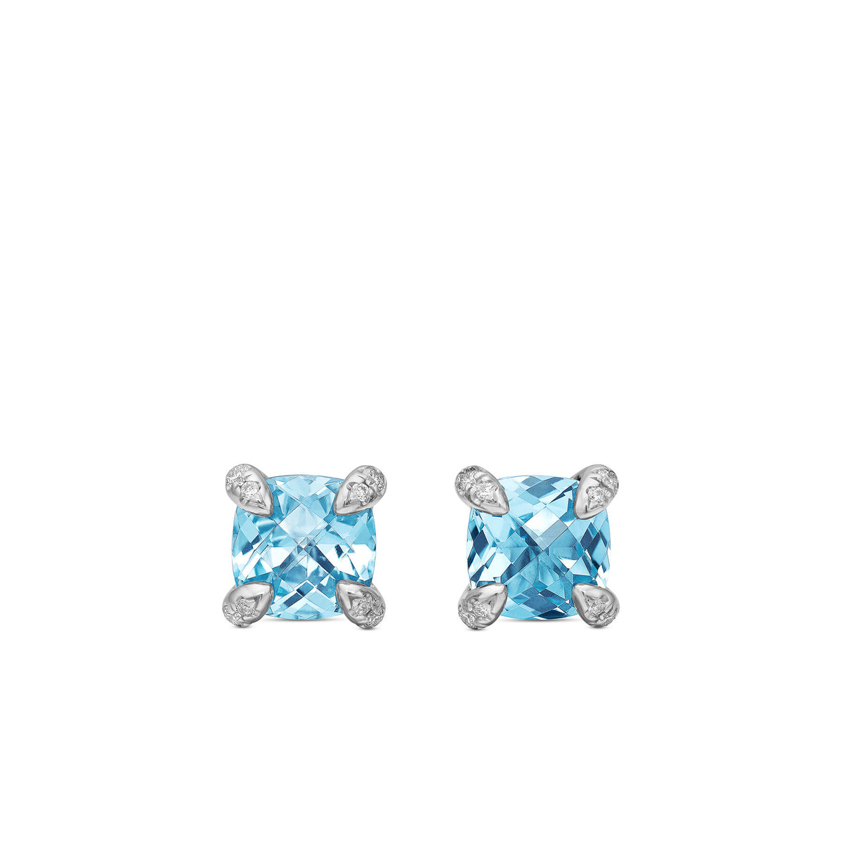 David Yurman Silver Blue Topaz Chatelaine Stud Earrings
