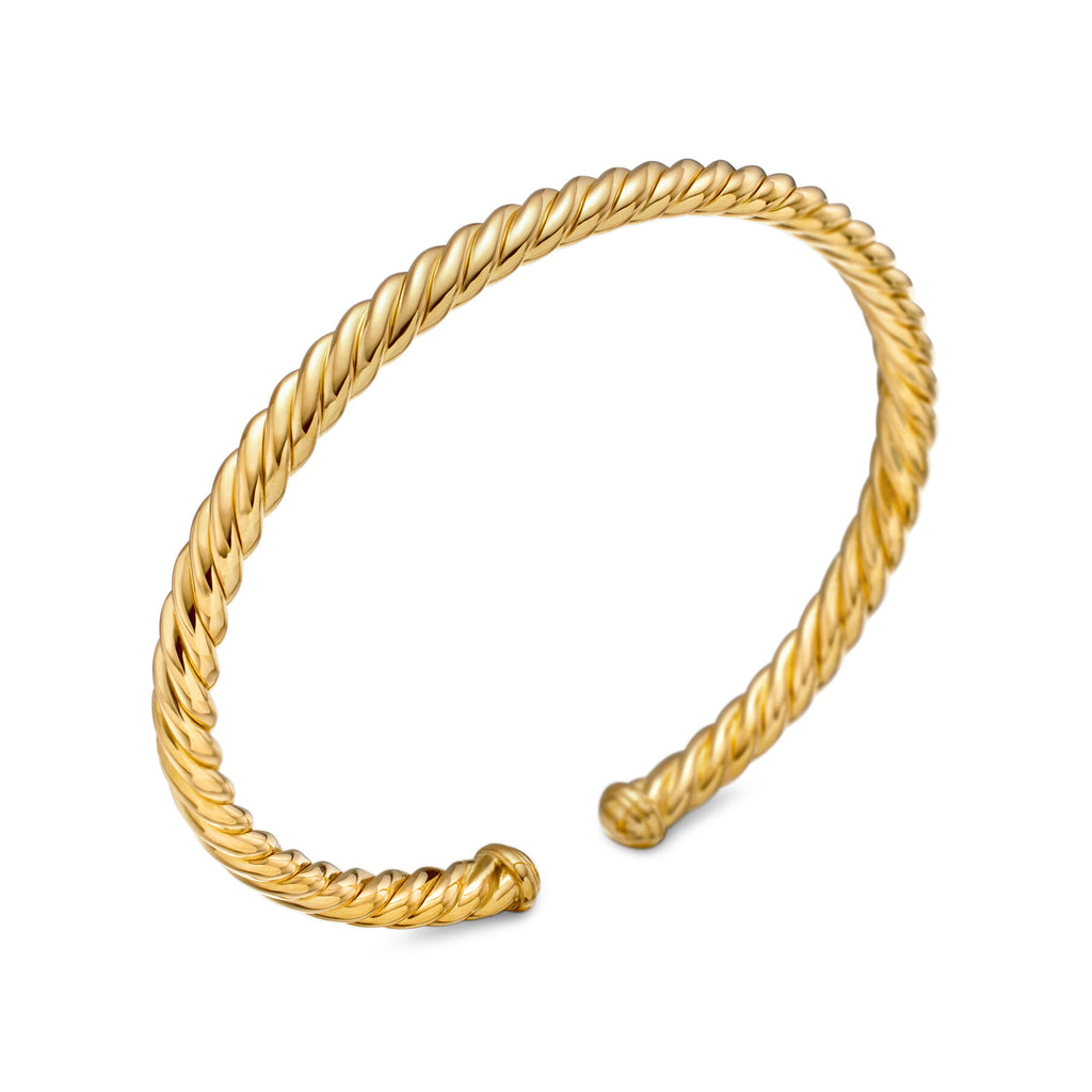 David Yurrman Yellow Gold Oval Cablespira Flex Bracelet Size Medium