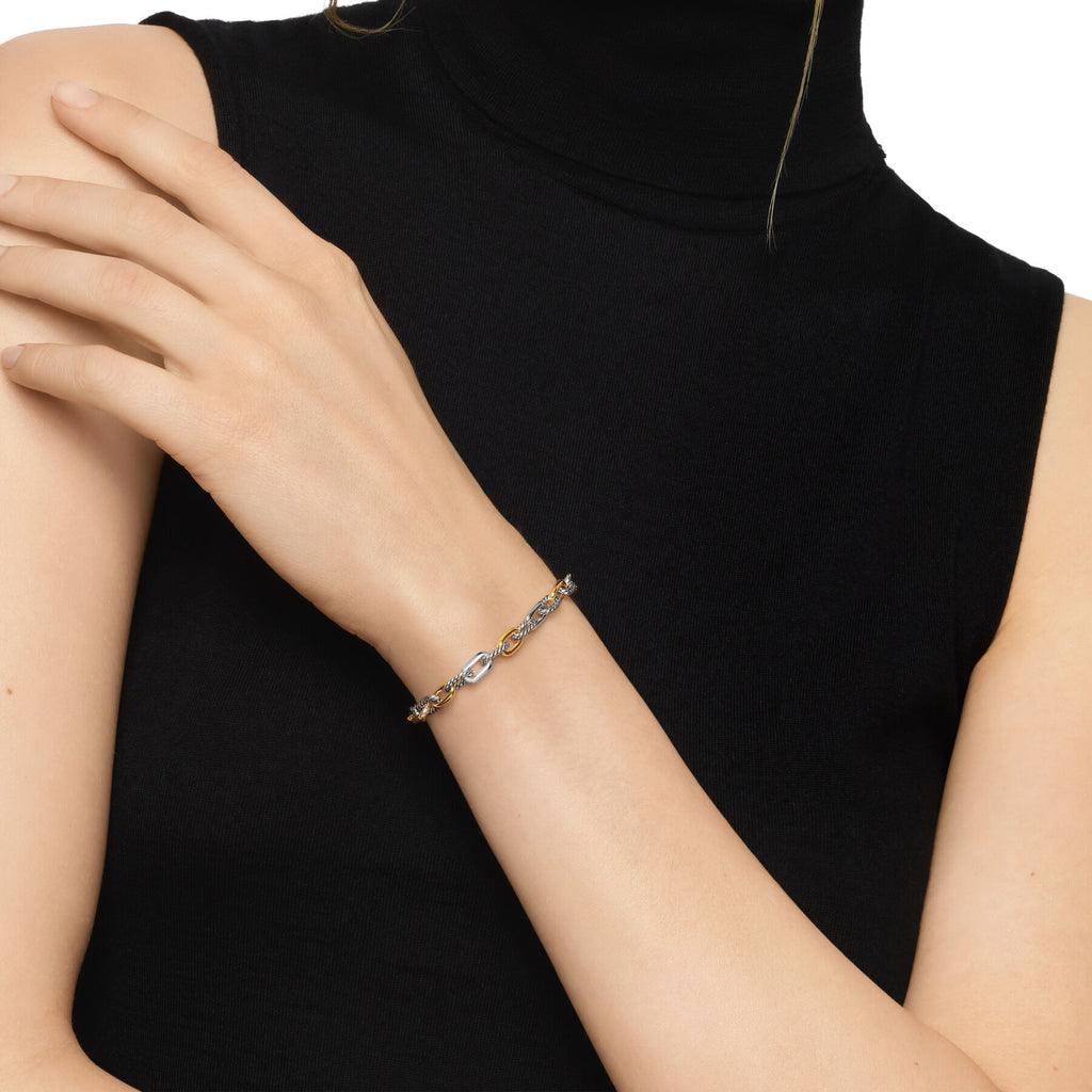 David Yurman Sterling Silver and Yellow Gold Madison Chain Bracelet