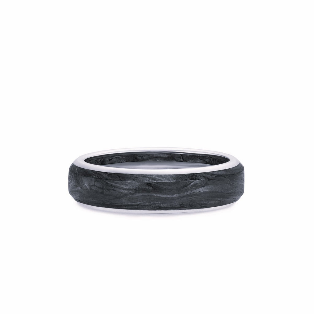 David Yurman White Gold Streamline Forged Carbon Band Ring