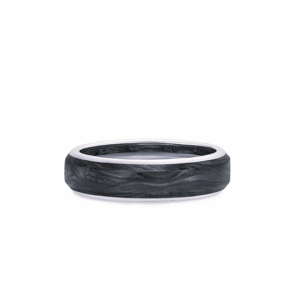 David Yurman White Gold Streamline Forged Carbon Band Ring