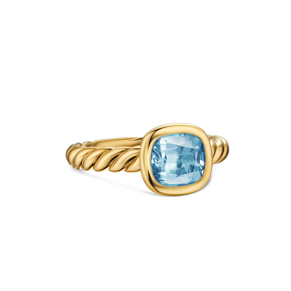 David Yurman Yellow Gold Mercer Stone Sky Blue Topaz Band Ring