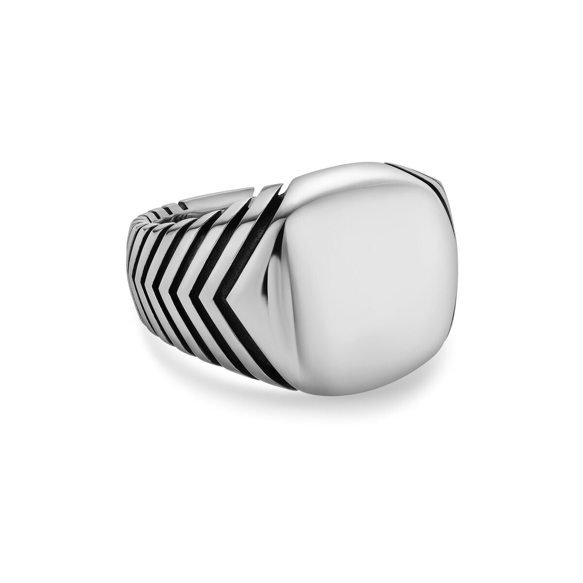 David Yurman Sterling Silver Chevron 3-Sided Signet Ring