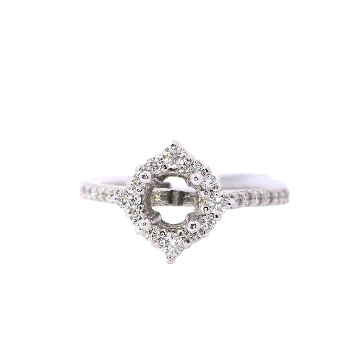 White Gold Diamond Halo Engagement Ring Mounting