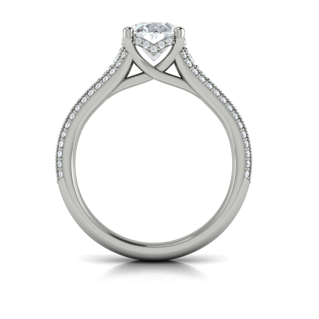 Vlora White Gold Diamond Multi Row Hidden Halo Engagement Ring Mounting