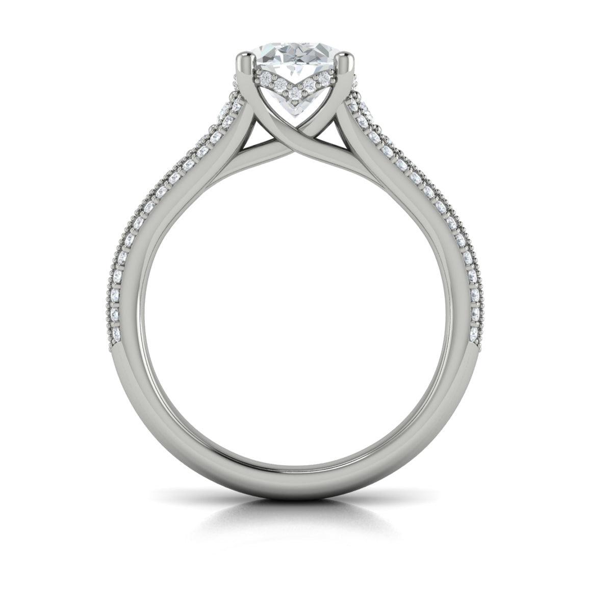 Vlora White Gold Diamond Multi Row Hidden Halo Engagement Ring Mounting