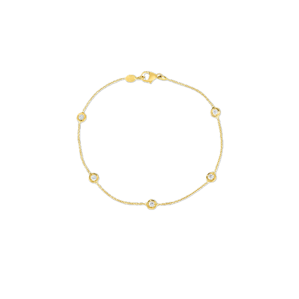 Roberto Coin Yellow Gold Diamond By The Inch 5 Station Diamond Bracelet