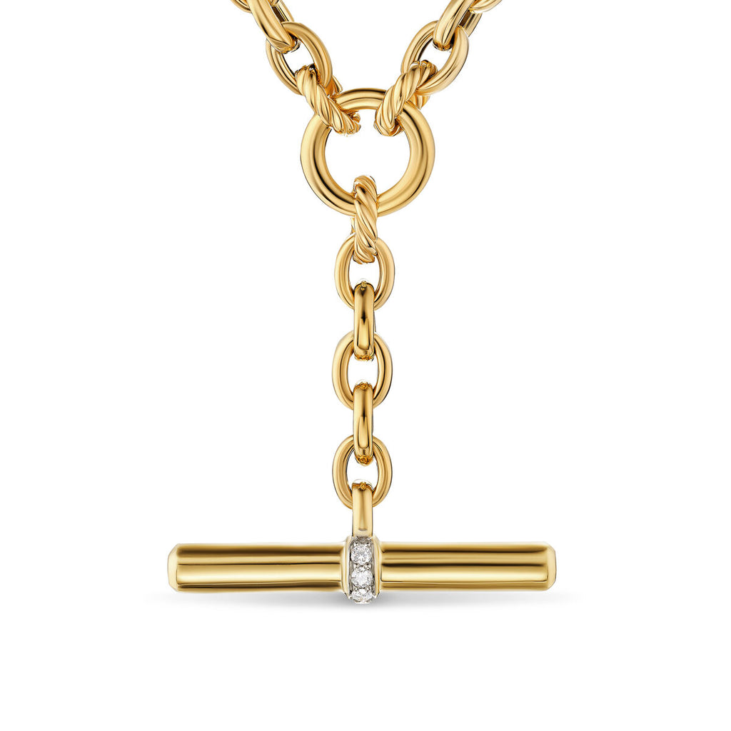 David Yurman Yellow Gold Mercer Petite Toggle Necklace withDiamonds