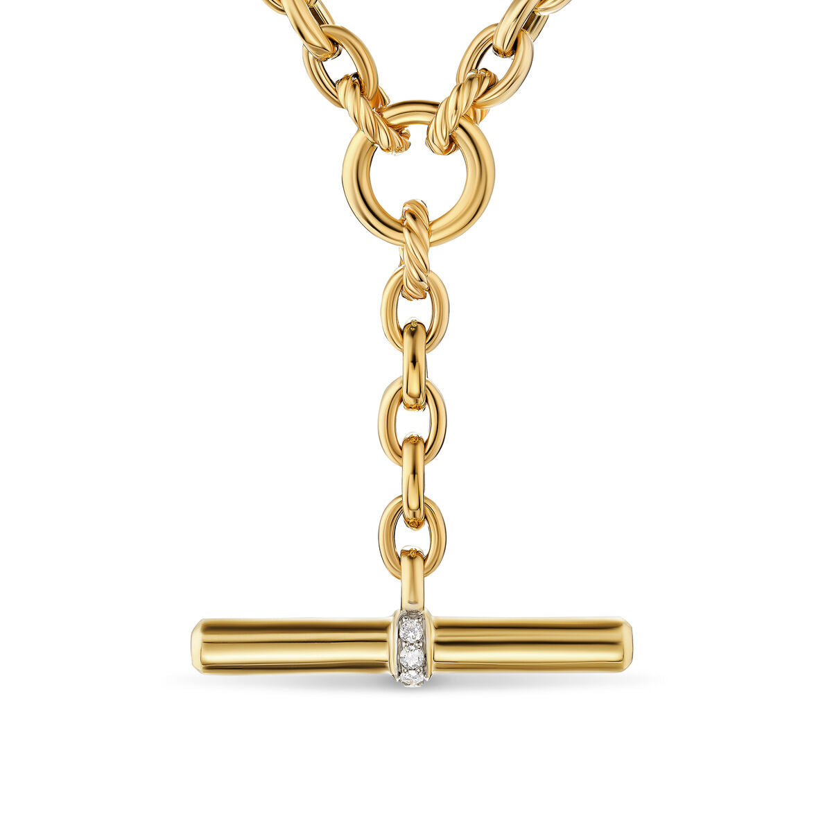 David Yurman Yellow Gold Mercer Petite Toggle Necklace withDiamonds