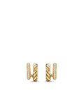 David Yurman Yellow Gold Mercer Two Row Diamond Hoop Earrings