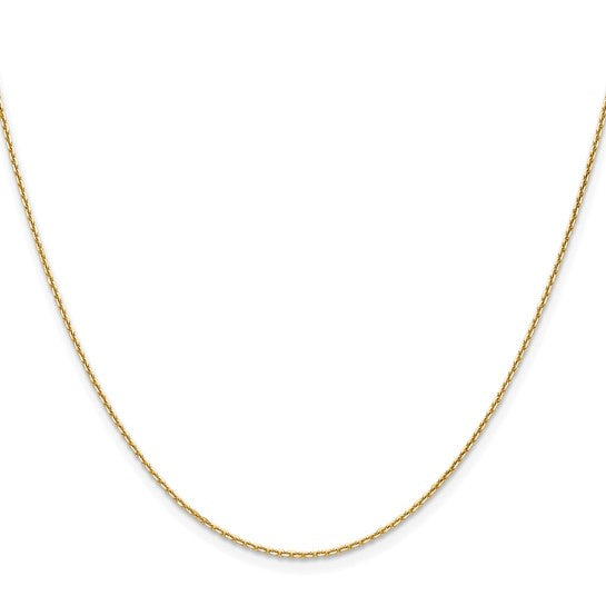 14 Karat Yellow Gold 1.2 mm Diamond Cut Cable Chain 18 Inches