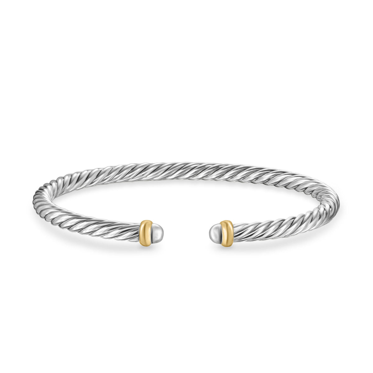 David Yurman Sterling Silver and Yellow Gold Cable Flex Bracelet
