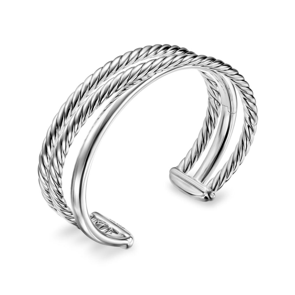 David Yurman Sterling Silver 20 mm Bold Crossover 3-Row Bracelet