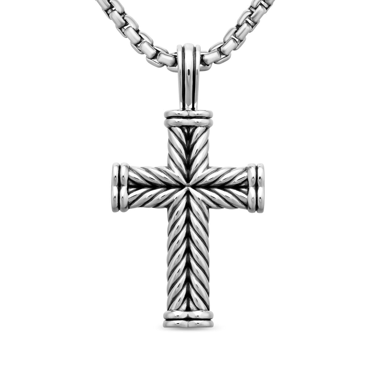 David Yurman Sterling Silver Large Chevron Cross Enhancer