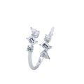 White Gold Multi Shape Diamond Bypass Fashion Ring
