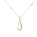 Yellow Gold Long Infinity Diamond Pave Pendant and Bezel Diamond Station Chain Necklace