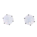 White Gold Round Blue Moon Quartz Stud Earrings