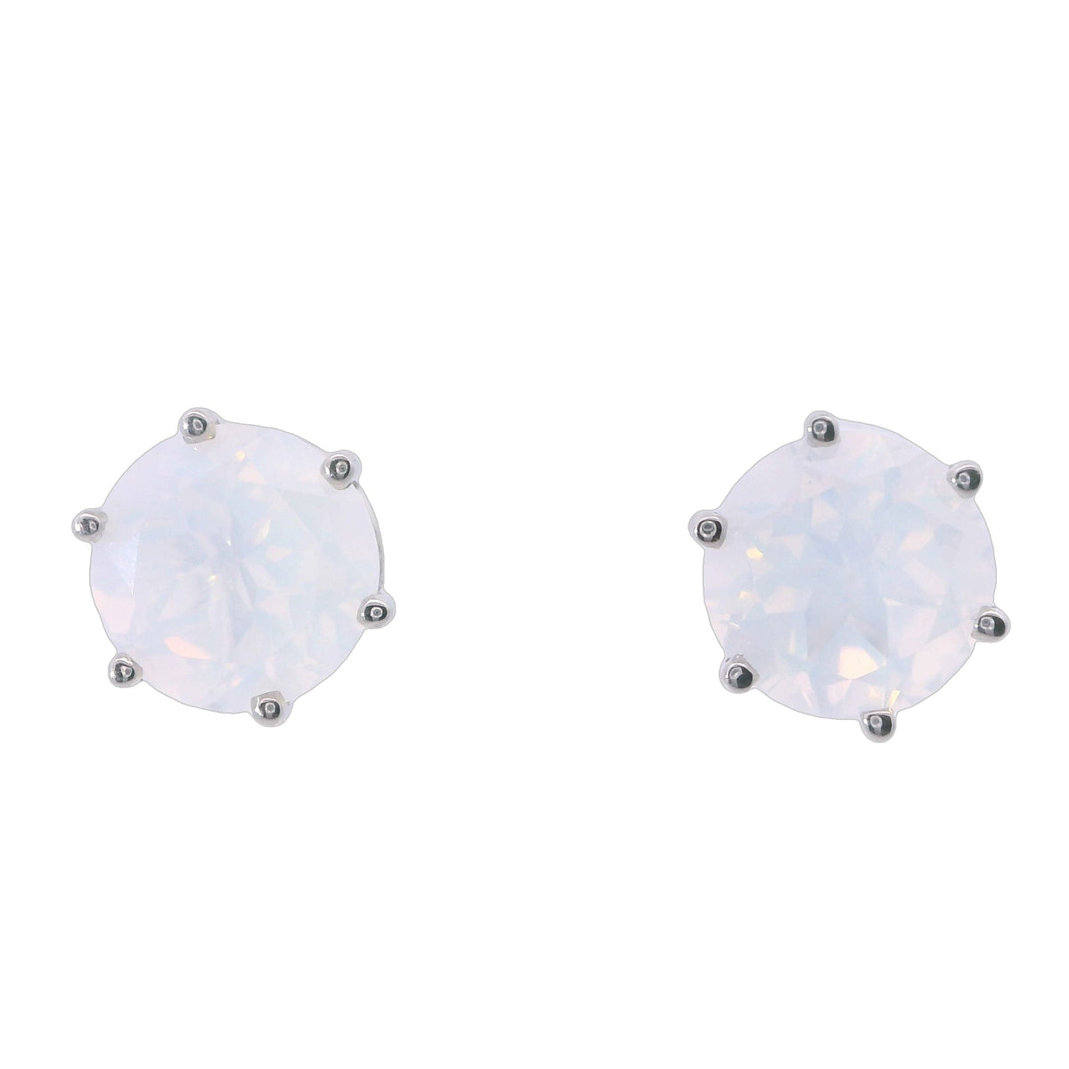 White Gold Round Blue Moon Quartz Stud Earrings