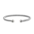 David Yurman Sterling Silver 4 mm Classic Cable Pearl Bracelet