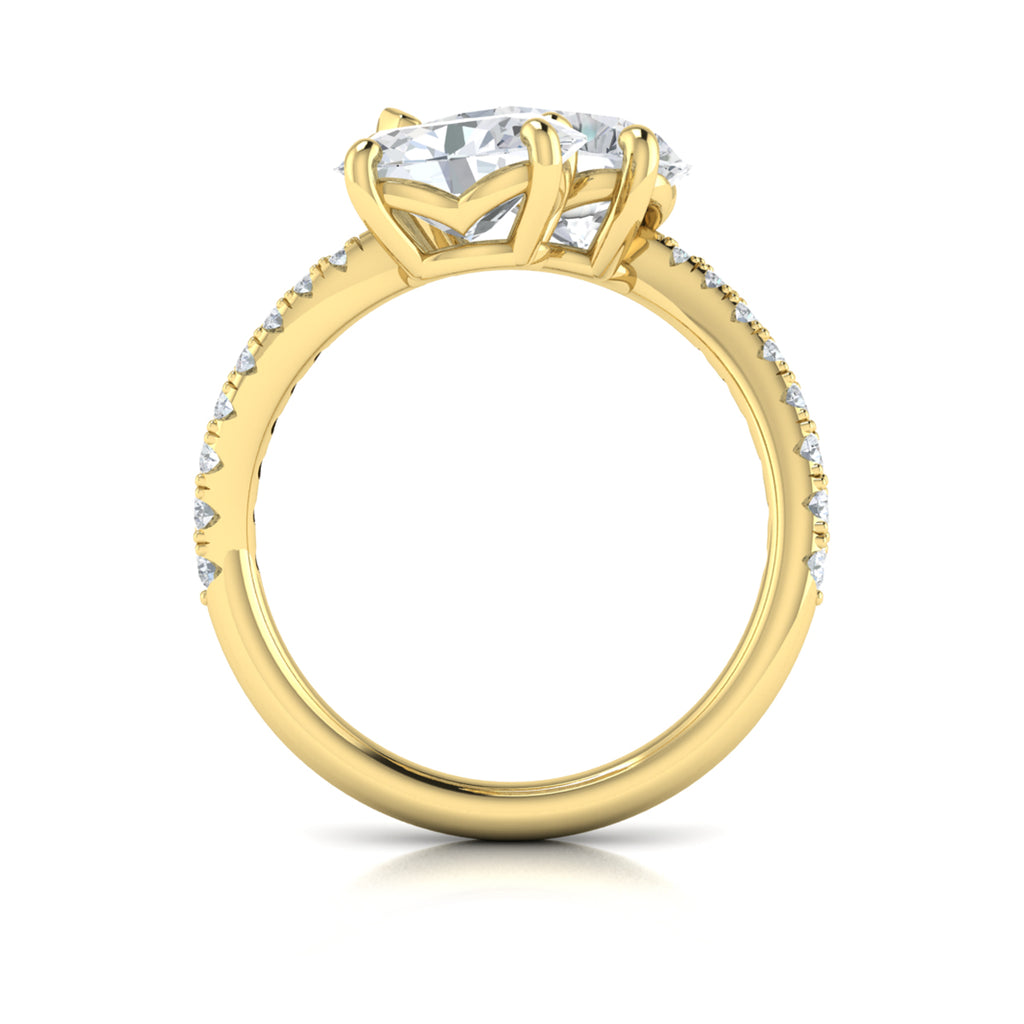 Vlora Yellow Gold Diamond East - West Toi et Moi Engagement Ring Mounting