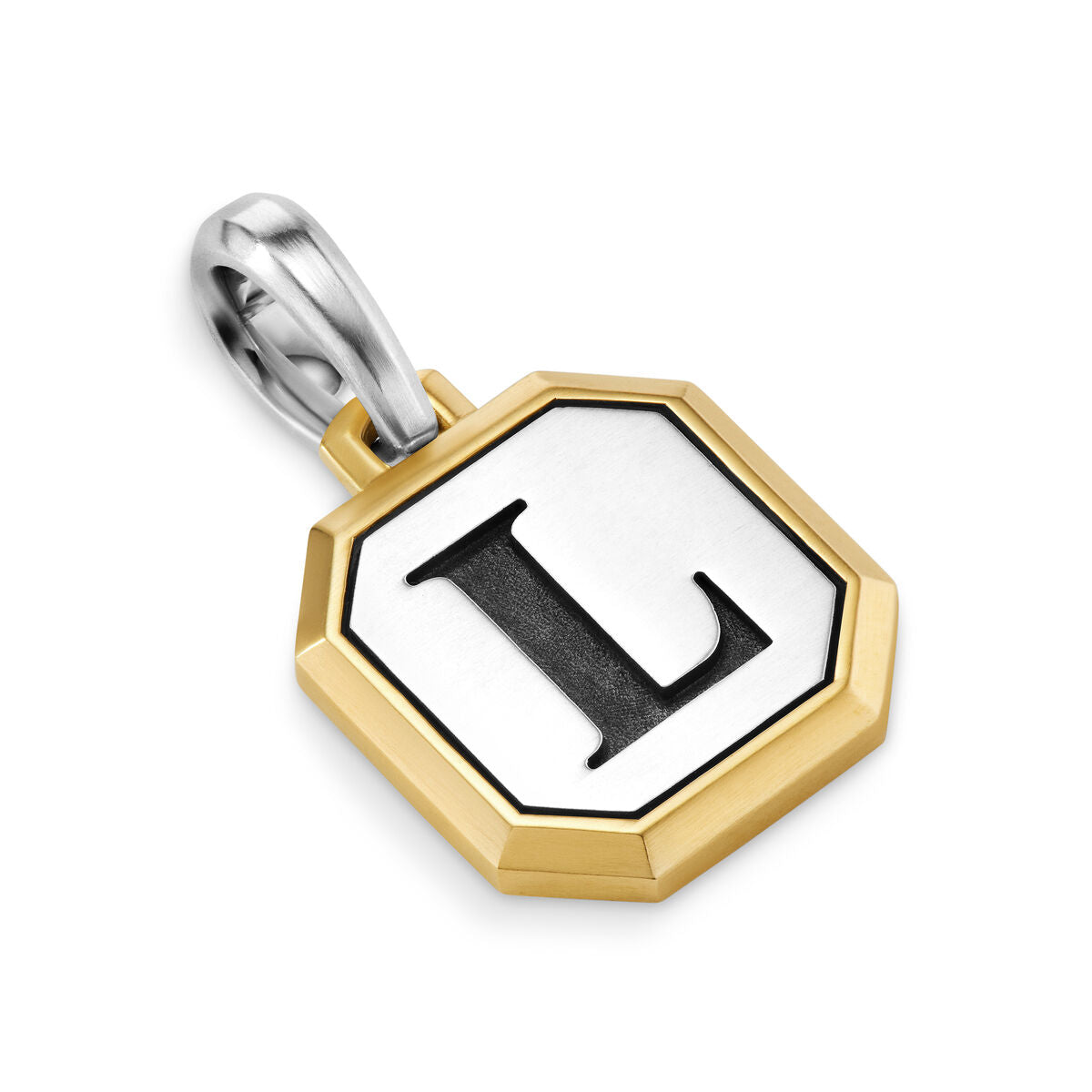 David Yurman Sterling Silver and Yellow Gold Initial Amulet "L" Enhancer