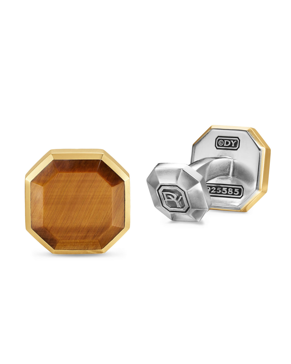 David Yurman Two Tone Streamline Tiger's Eye Cuff Links