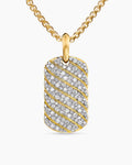 David Yurman Yellow Gold Sculpted Cable Tag Enhancer with Diamonds