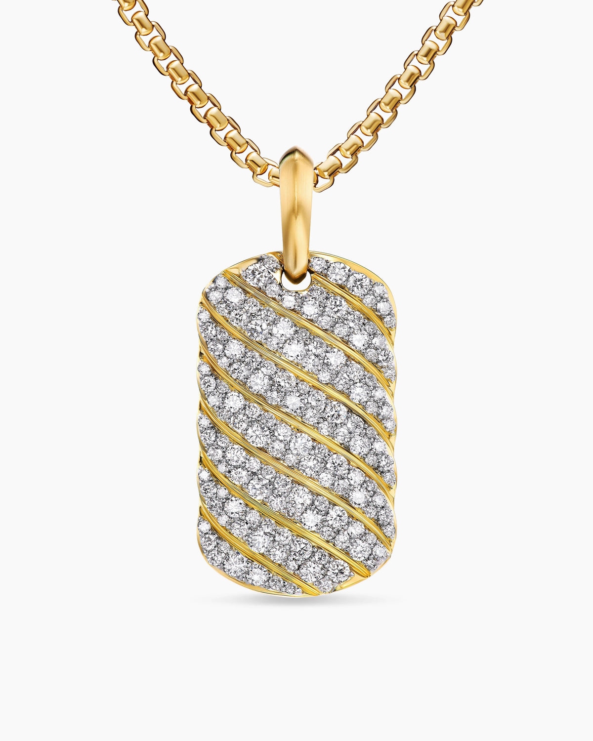 David Yurman Yellow Gold Sculpted Cable Tag Enhancer with Diamonds