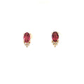 Estate Yellow Gold Ruby Diamond Trio Stud Earrings