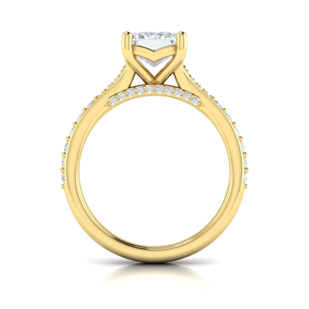 Vlora Yellow Gold Tapered Diamond Channel Band Engagement Ring Mounting