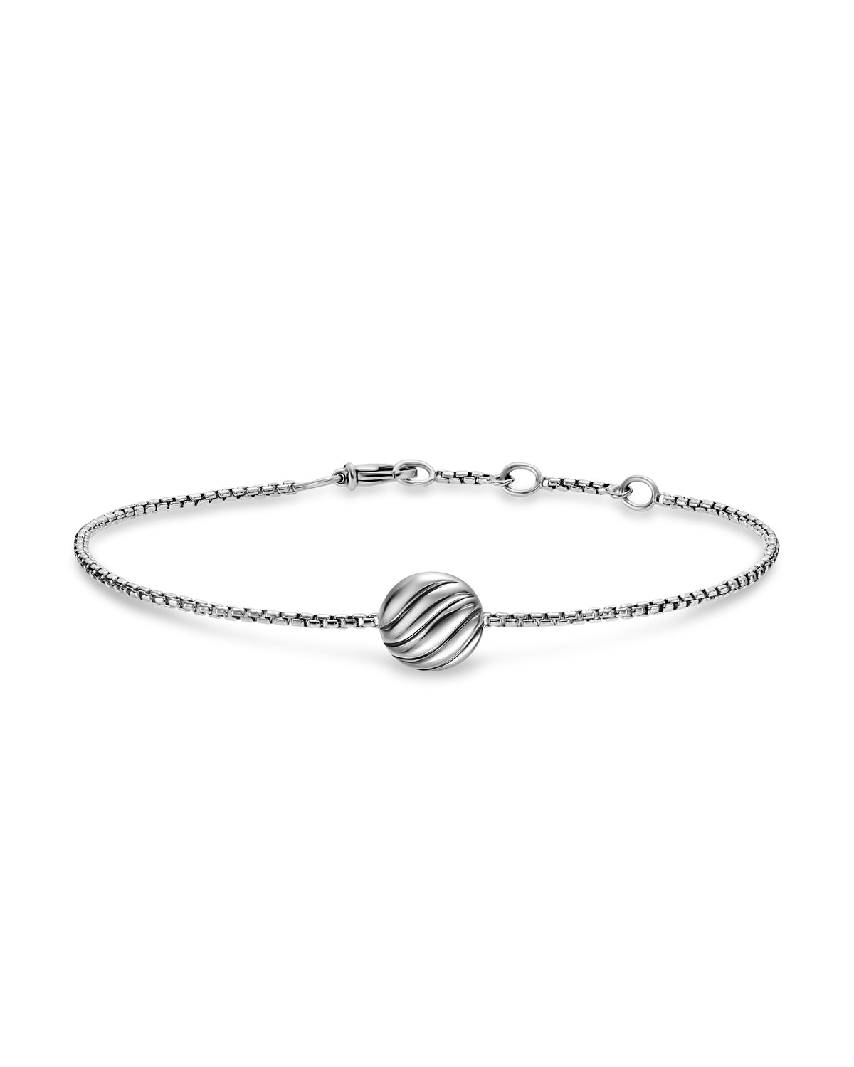 David Yurman Silver Sculpted Cable Station Bracelet