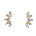 Yellow Gold Curved Ray Diamond Stud Earrings