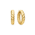 David Yurman Yellow Gold Sculpted Cable 1" Hoop Earrings