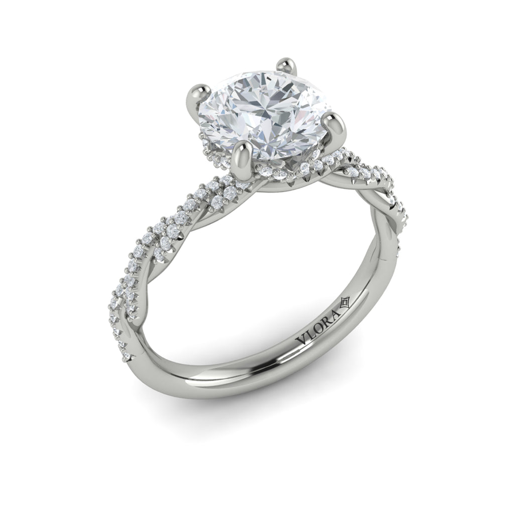 Vlora White Gold Diamond Twist Engagement Ring Mounting