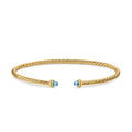 David Yurman Yellow Gold 2.6 mm Cablespira Flex Blue Topax Bracelet