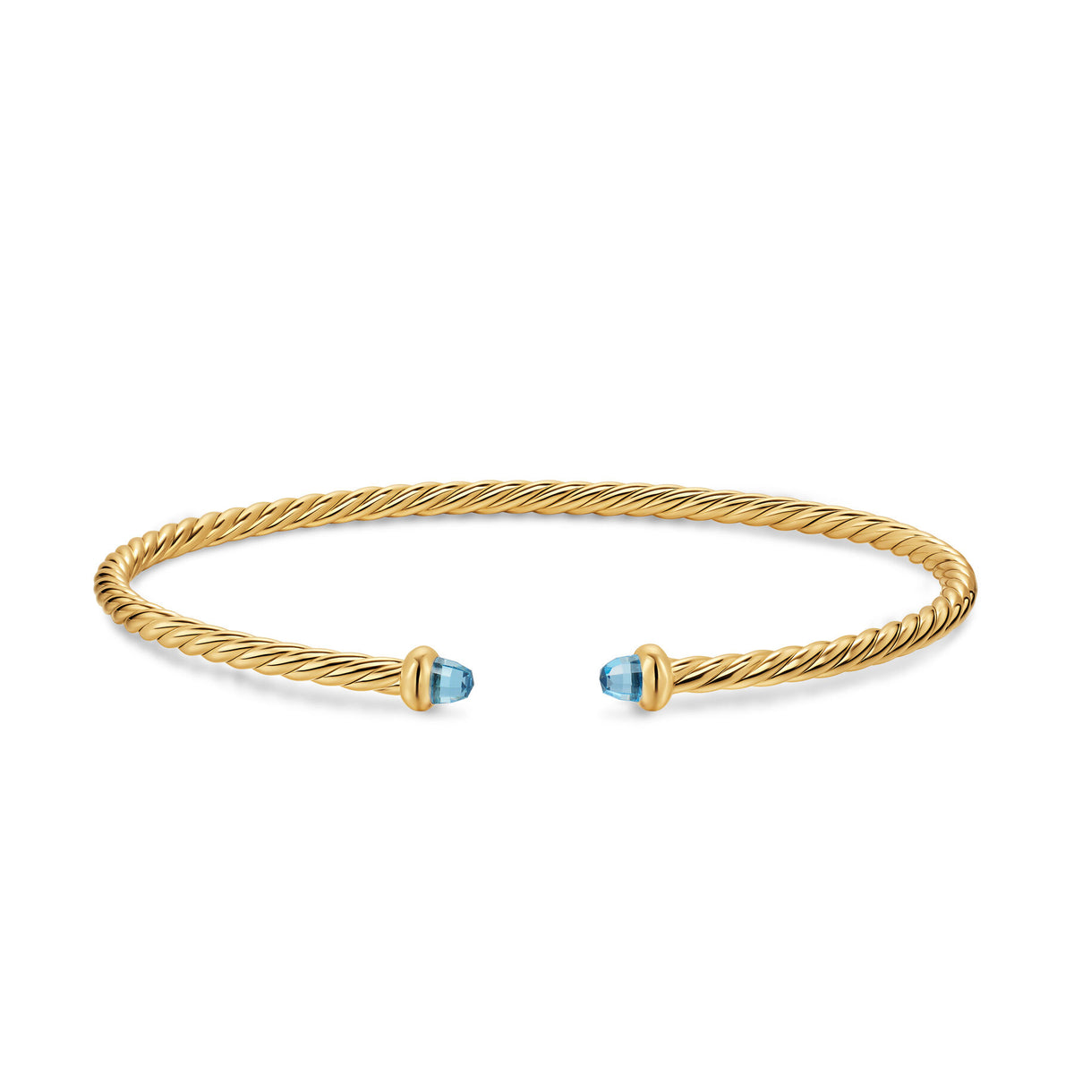 David Yurman Yellow Gold 2.6 mm Cablespira Flex Blue Topax Bracelet